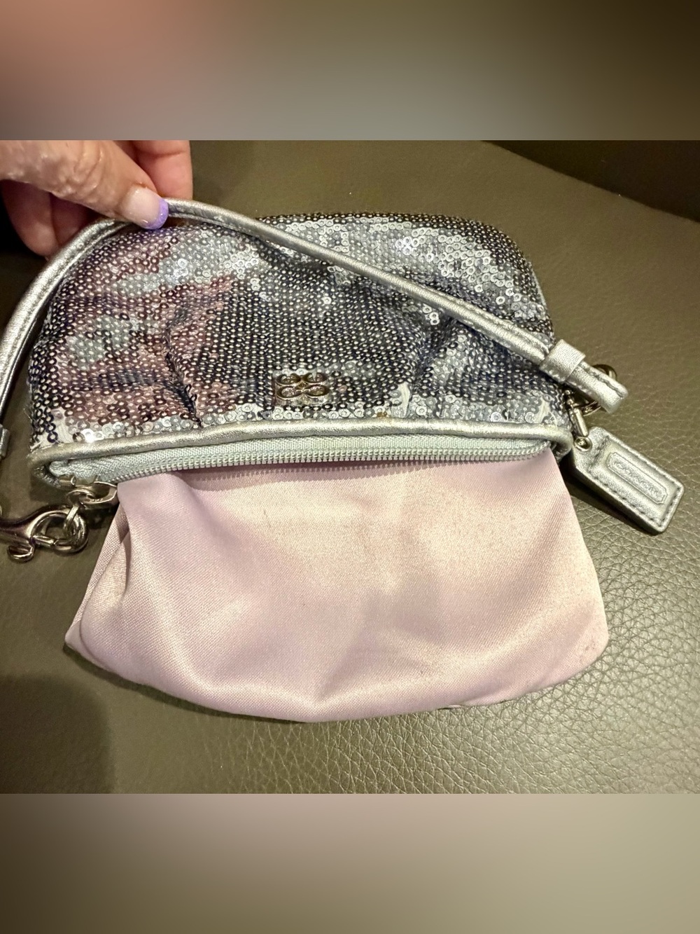 Coach Silver Sequin Wristlet - Picture 5 of 7